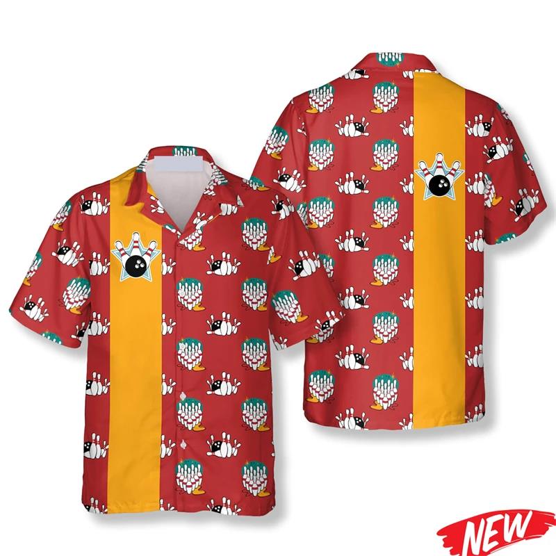 Short Sleeve Bowling Shirt Retro - Camisa Havaiana Clássica com Estampa de