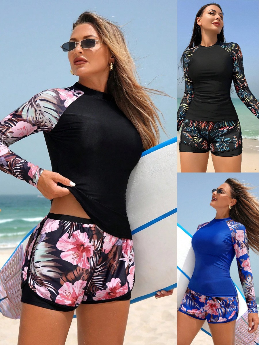 Shorts - Tankini Y2K Feminino com Manga Longa,