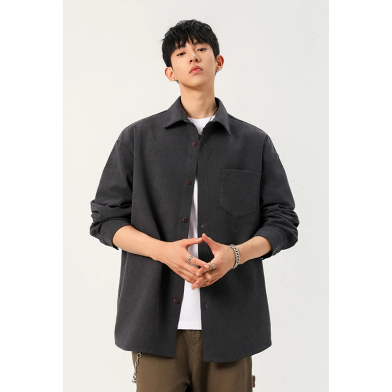 Corduroy Button Up Shirt Men - Camisa masculina de veludo cotelê com