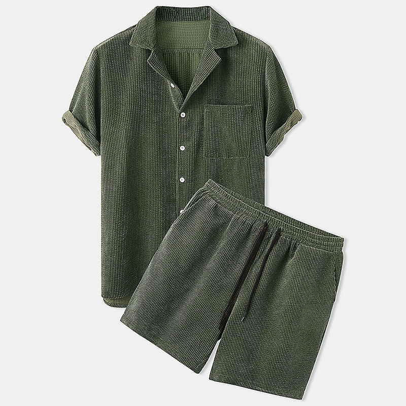 Corduroy Button Up Shirt Men - 2025 novo conjunto de camisa e