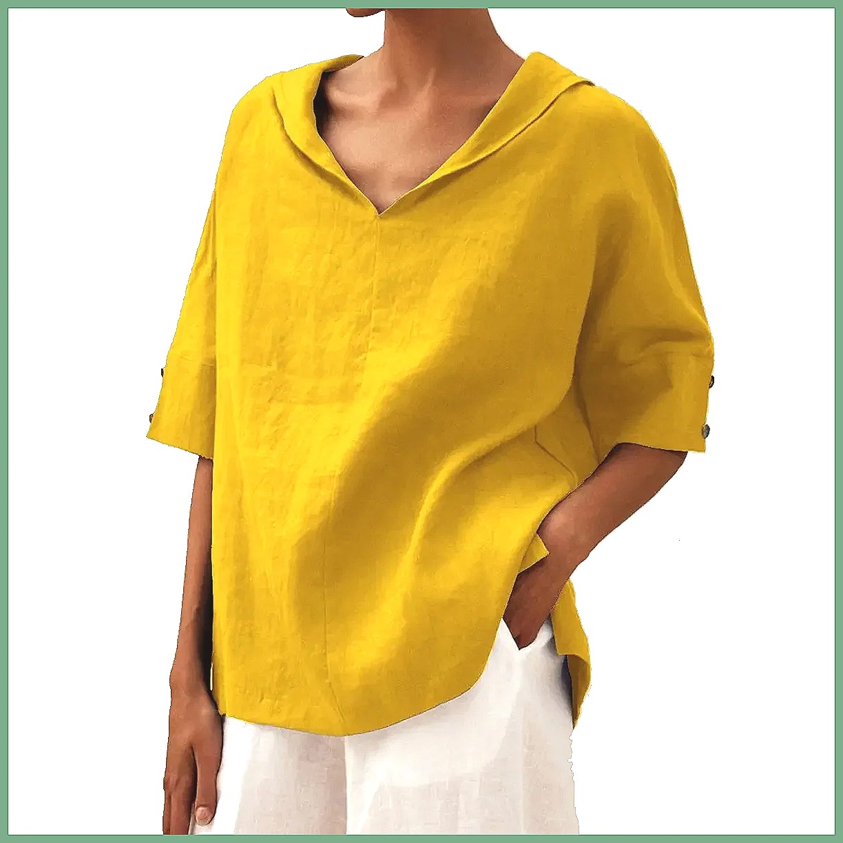 Shirts - Camisa Feminina Solta de Algodão e