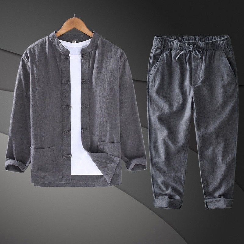 Nova Camisa de Algodão e Linho - Mens Linen Shirt Long Sleeve avaliação e preço