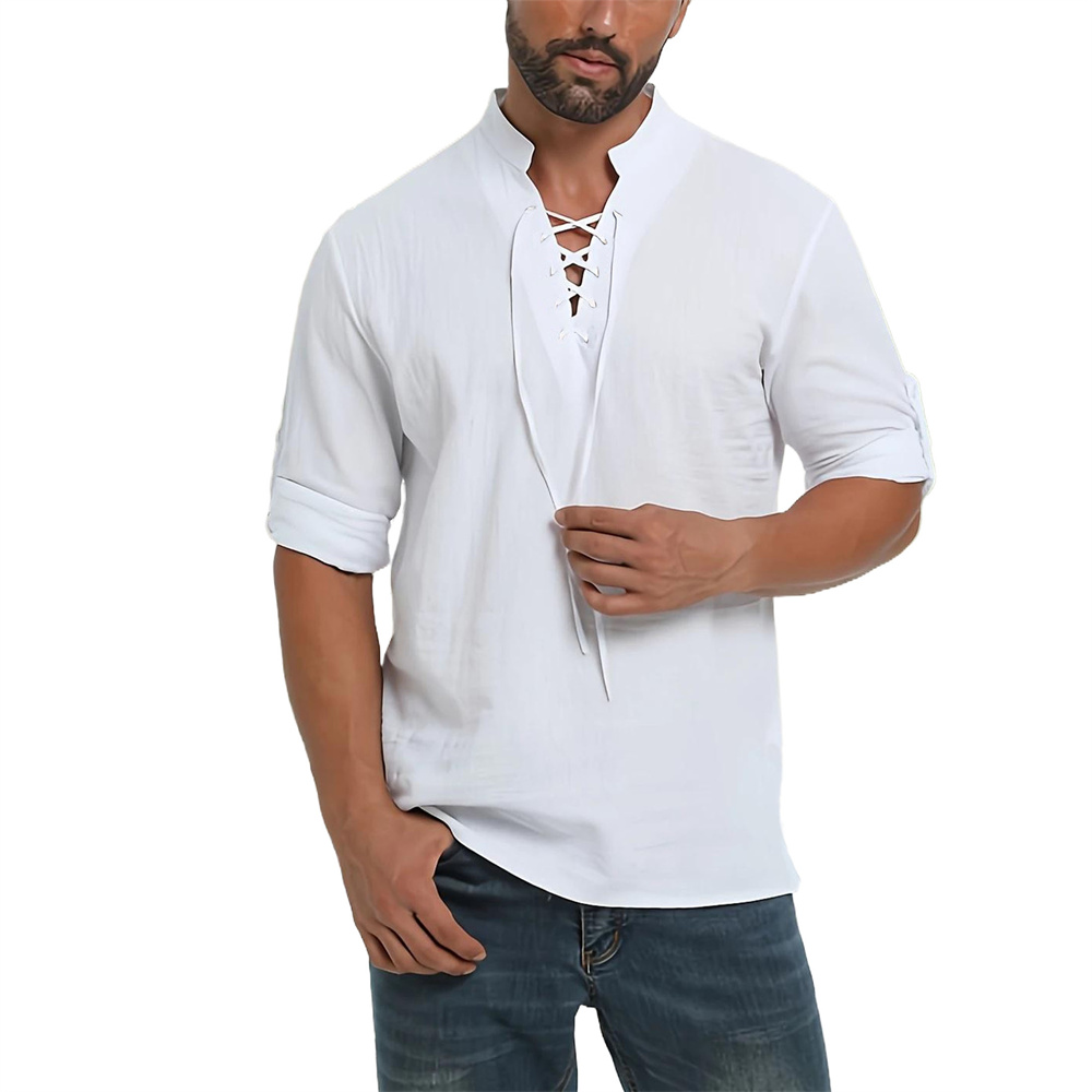 Primavera outono camisa pirata - Medieval Gothic Lace Up Pirate Shirt avaliação e preço