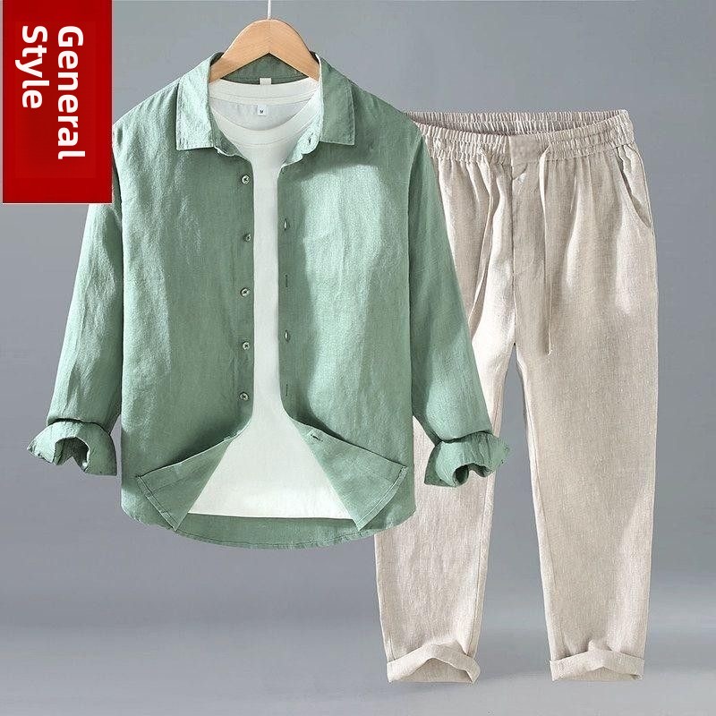 Conjunto de Camisa e Calça de  - Mens Linen Shirt Long Sleeve avaliação e preço