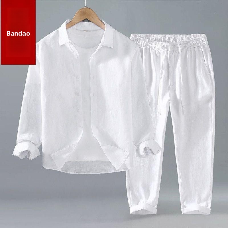 Conjunto de Camisa e Calça de  - Mens Linen Shirt Long Sleeve avaliação e preço