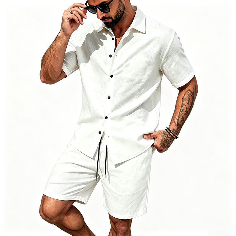 Conjunto Masculino de Linho de - Mens Linen Shirt Long Sleeve avaliação e preço