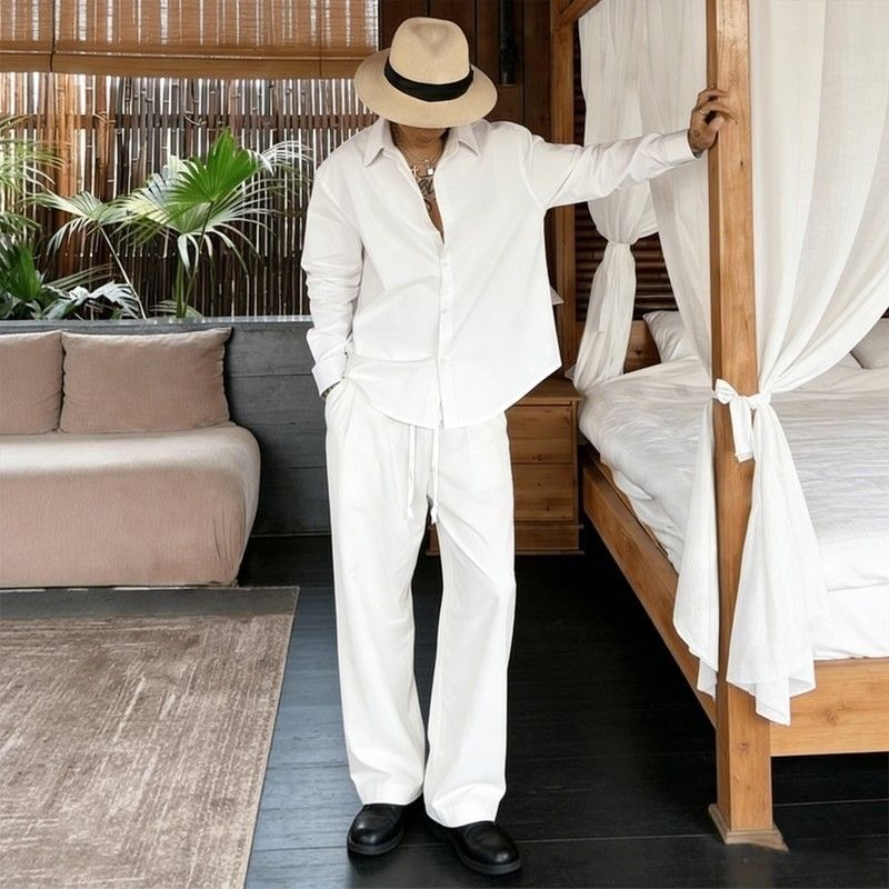Conjunto de Linho Branco, Cami - Mens Linen Shirt Long Sleeve avaliação e preço