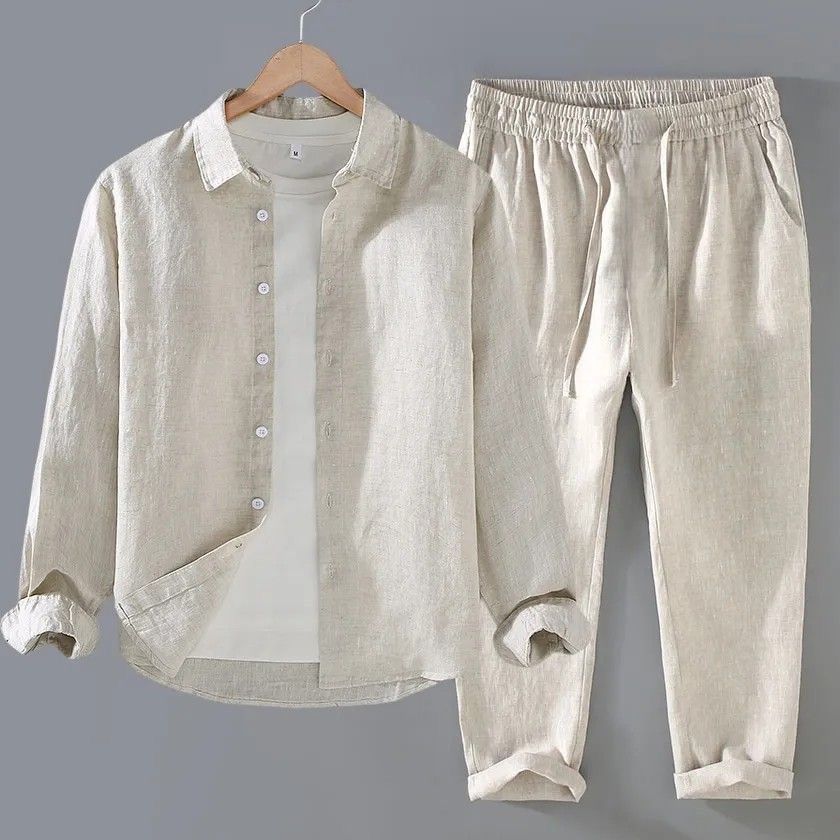 Conjunto de Linho Branco, Cami - Mens Linen Shirt Long Sleeve avaliação e preço