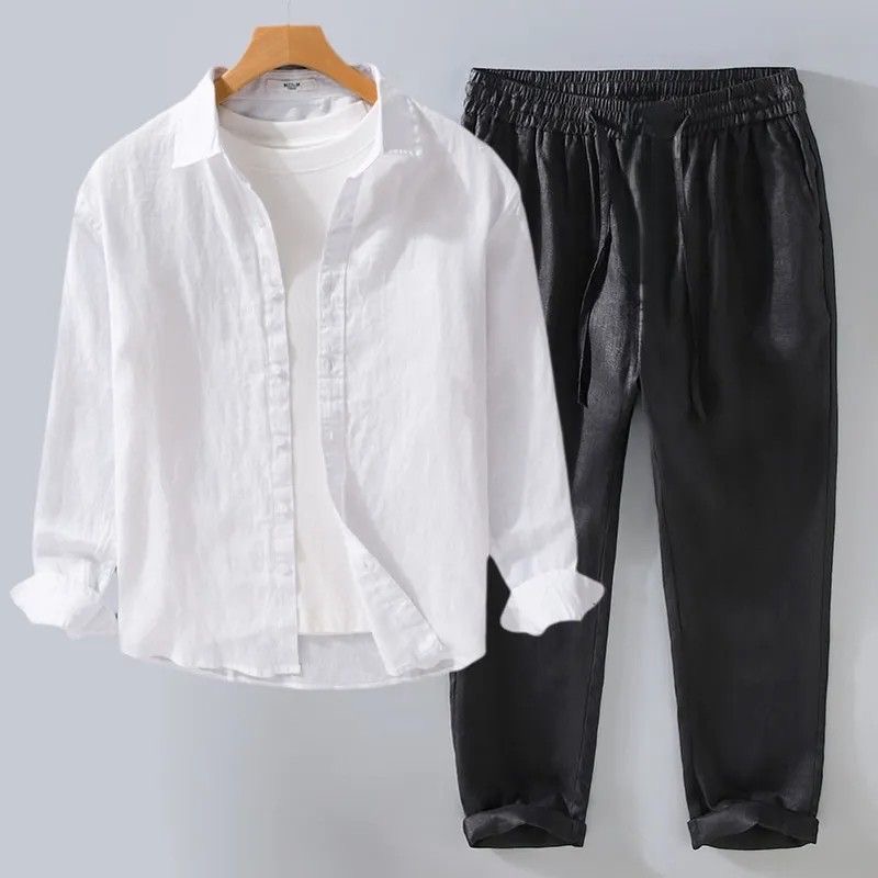Conjunto de Linho Branco, Cami - Mens Linen Shirt Long Sleeve avaliação e preço