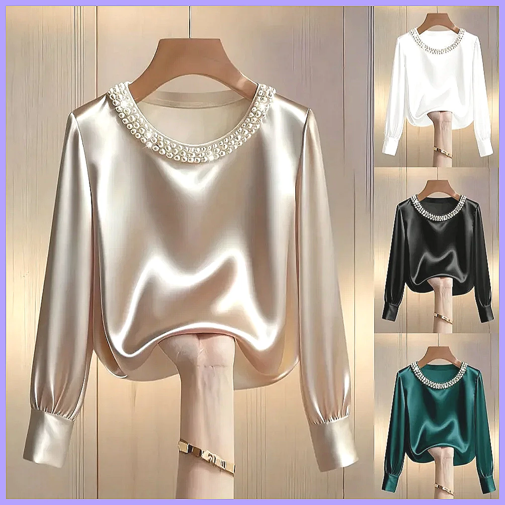 Blusa Elegante de Cetim com Co - Shirts avaliação e preço