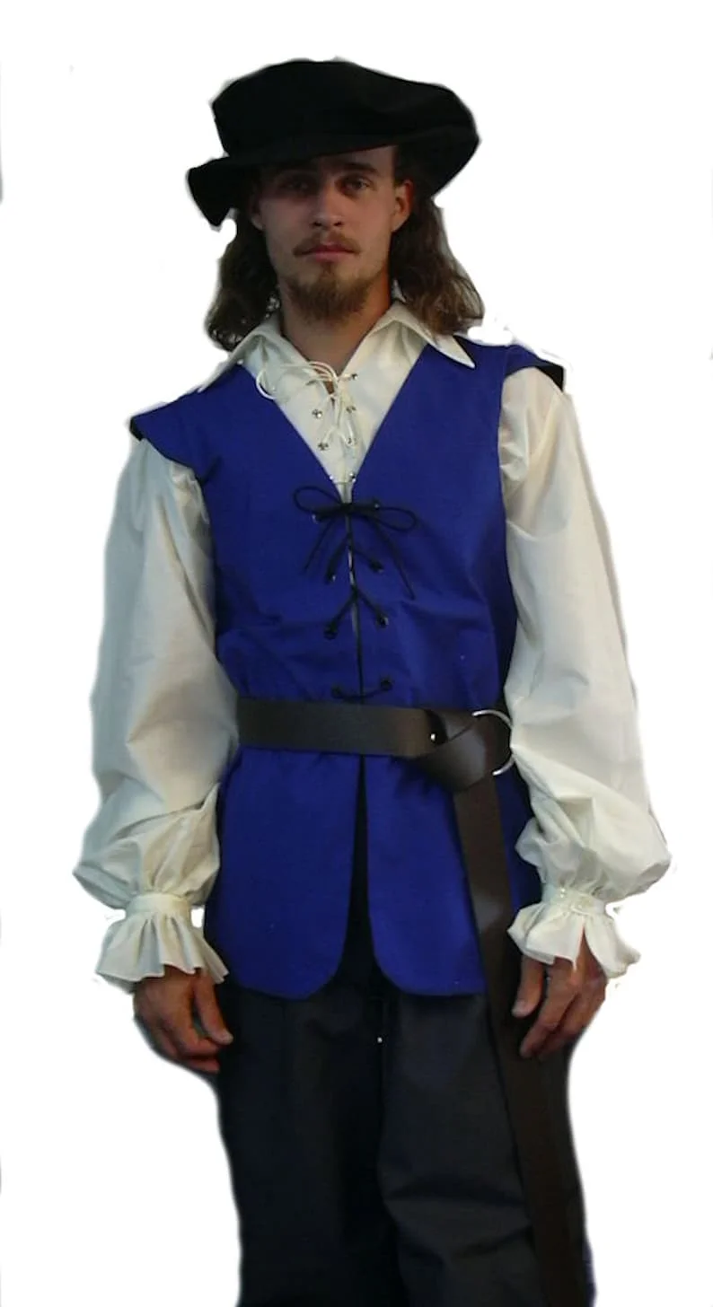 Camisas medievais com babados  - Medieval Gothic Lace Up Pirate Shirt avaliação e preço