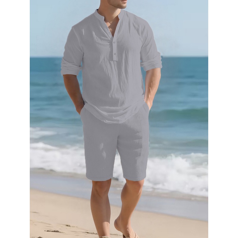 Conjunto Masculino de Linho Br - Mens Linen Shirt Long Sleeve avaliação e preço