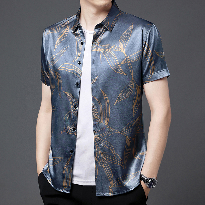 Verão 2022 roupas de seda masc - Mens Satin Silk Dress Shirt avaliação e preço