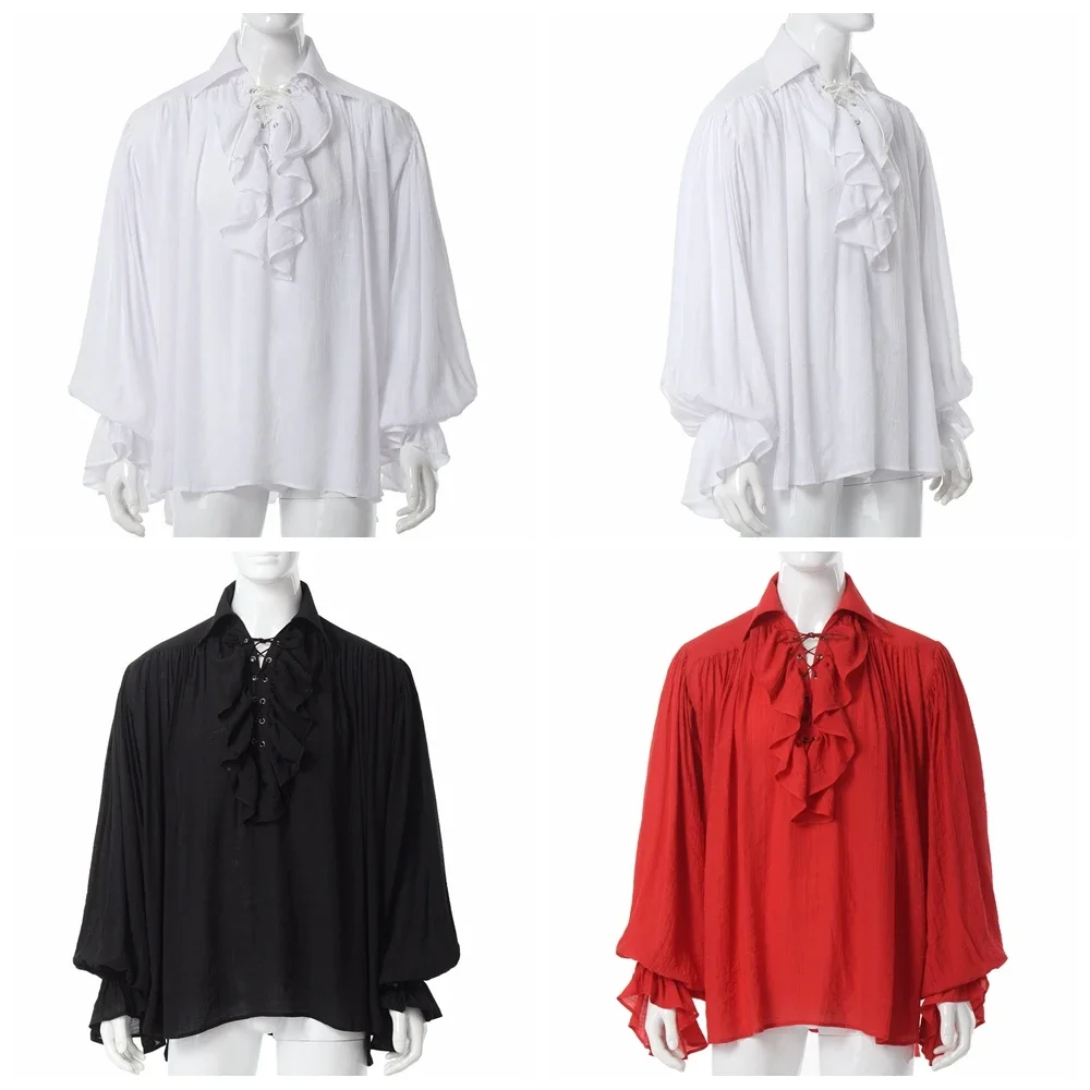 Camisa masculina pirata vampir - Medieval Gothic Lace Up Pirate Shirt avaliação e preço