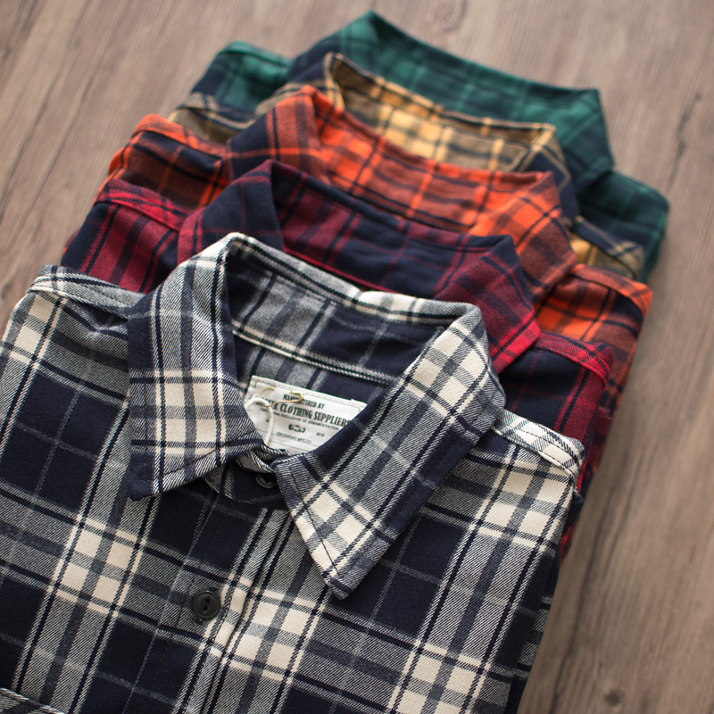 Outono novo americano retro 30 - Flannel Plaid Shirt Heavy Weight avaliação e preço