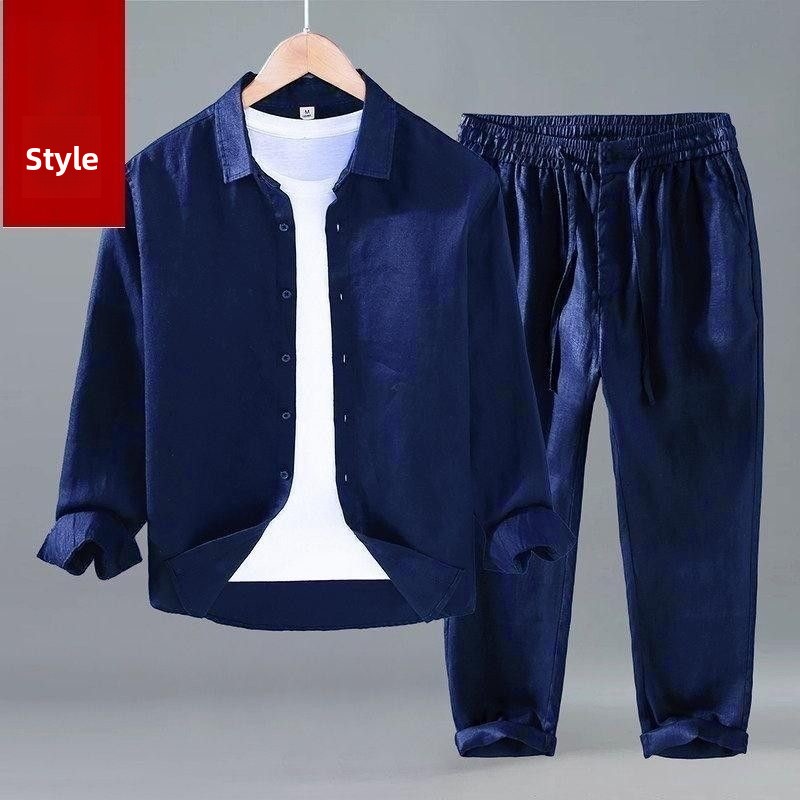 Conjunto de Camisa de Linho So - Mens Linen Shirt Long Sleeve avaliação e preço